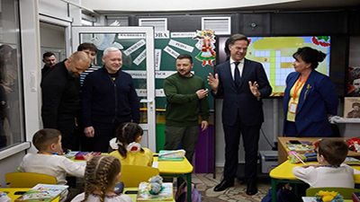 Метрошколу у Харкові відвідали Володимир Зеленський та Марк Рютте (фото) Метрошколу у Харкові відвідали Володимир Зеленський та Марк Рютте (фото)